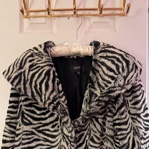 Alfani Black & White Faux Fur Zebra Jacket
